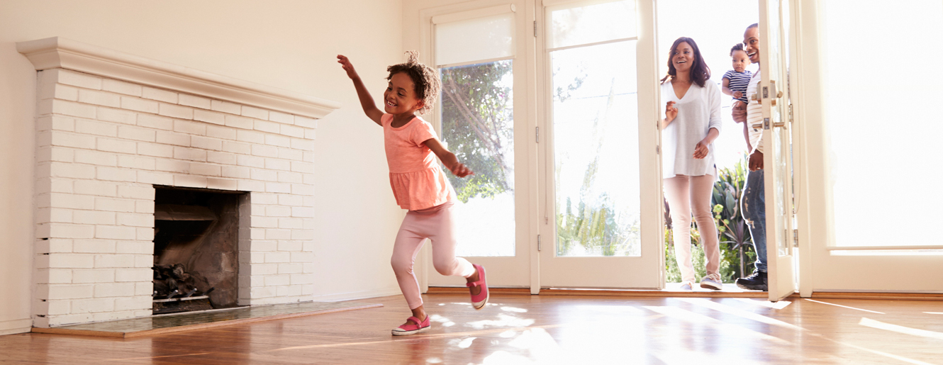 Child playing in new home.
